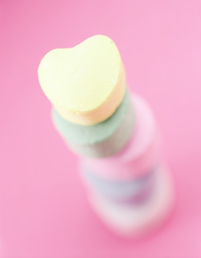 stack conversation hearts candy as a valentine's day game activity for kids