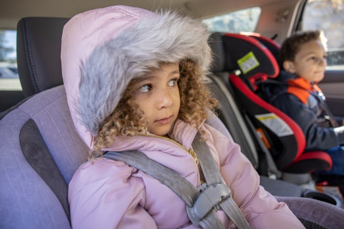 A family going on a winter road trip adventure to the snow.