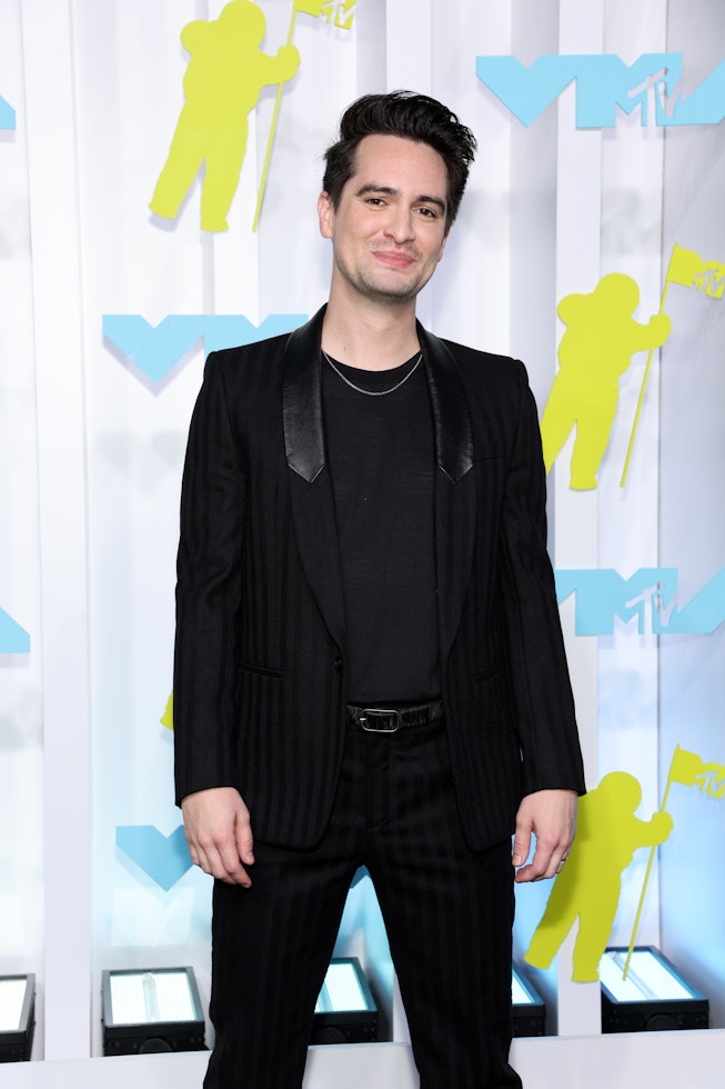 NEWARK, NEW JERSEY - AUGUST 28: Brendon Urie attends the 2022 MTV VMAs at Prudential Center on Augus...