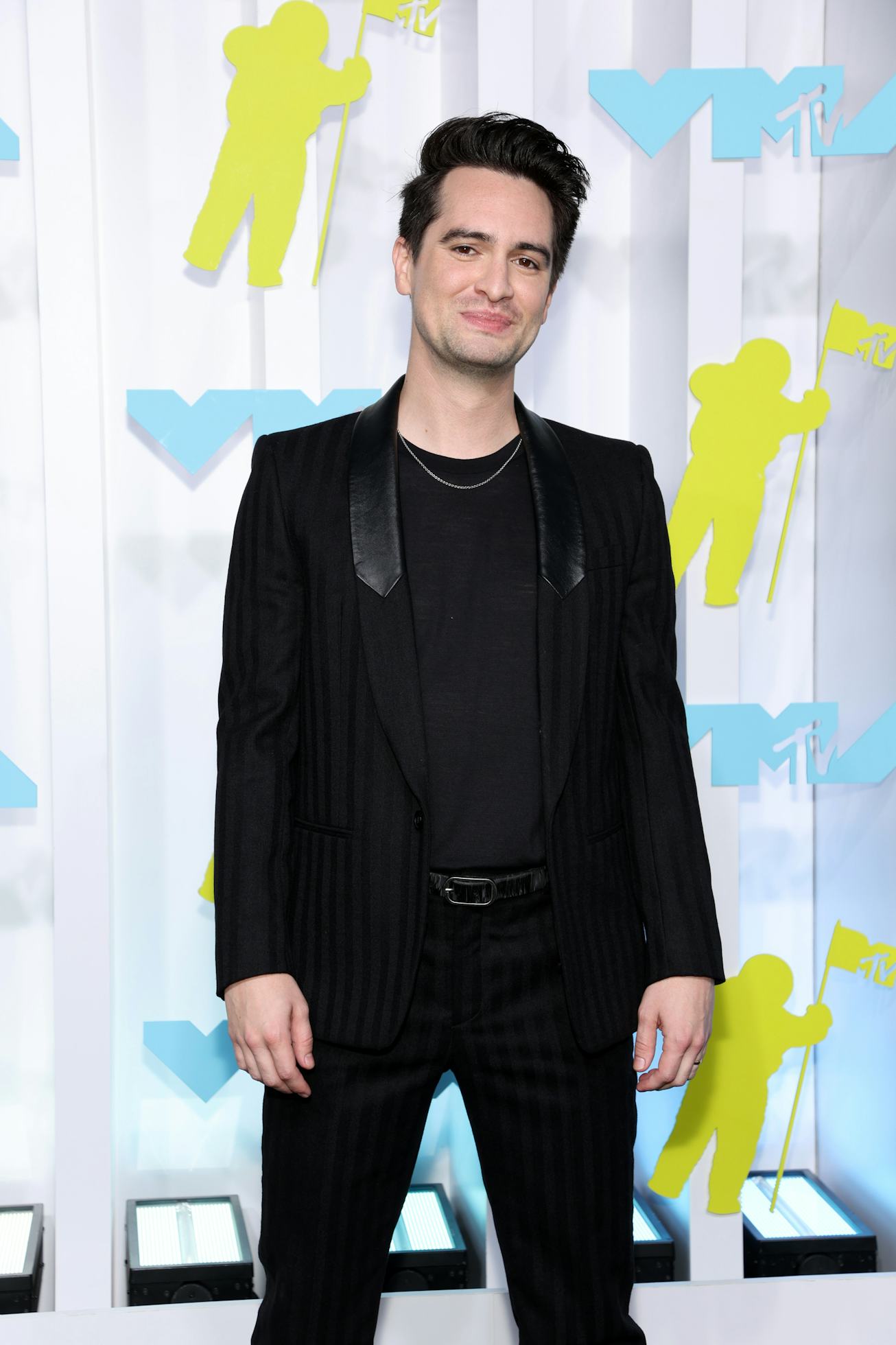 NEWARK, NEW JERSEY - AUGUST 28: Brendon Urie attends the 2022 MTV VMAs at Prudential Center on Augus...