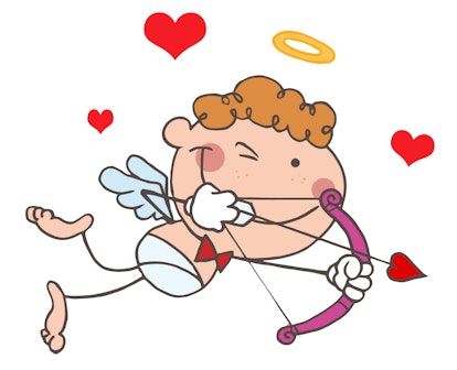 Illustration and Painting of cupid for valentine's day game idea for kids: playing pin the tail or w...