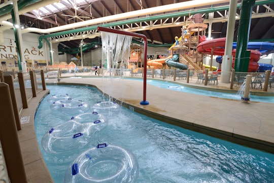 GARDEN GROVE, CA - FEBRUARY 11: Tubes float in Crooked Creek, a lazy river ride, at Great Wolf Lodge...