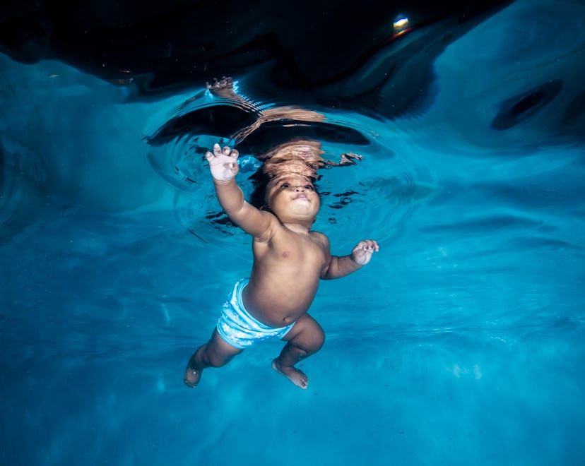 baby swimming for an article on aquarius names