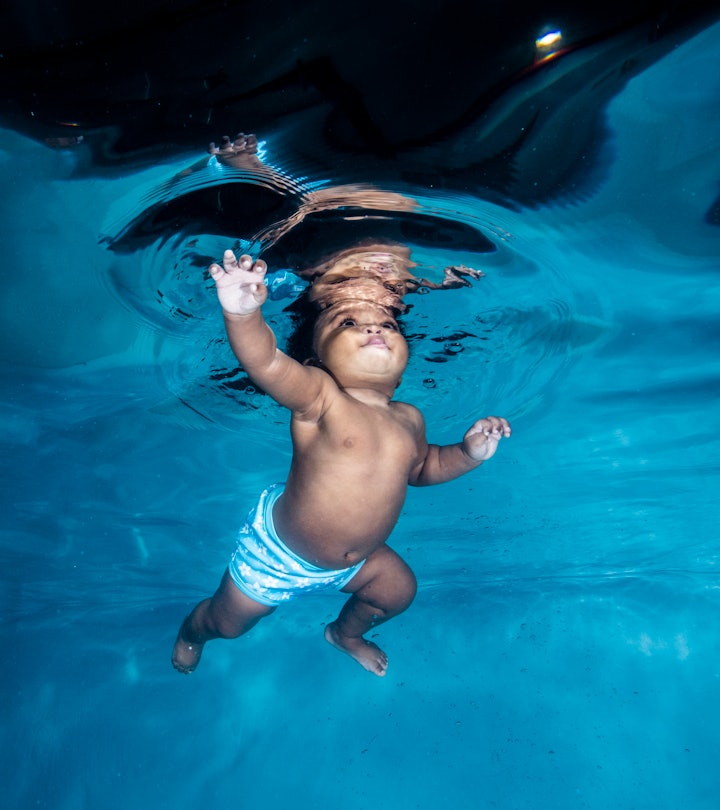 baby swimming for an article on aquarius names