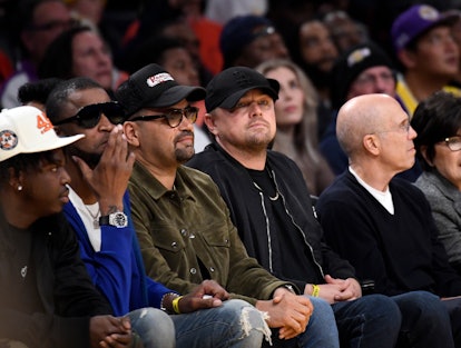 LOS ANGELES, CA - JANUARY 20: Leonardo DiCaprio and Jeffrey Katzenberg attend the Los Angeles Lakers...