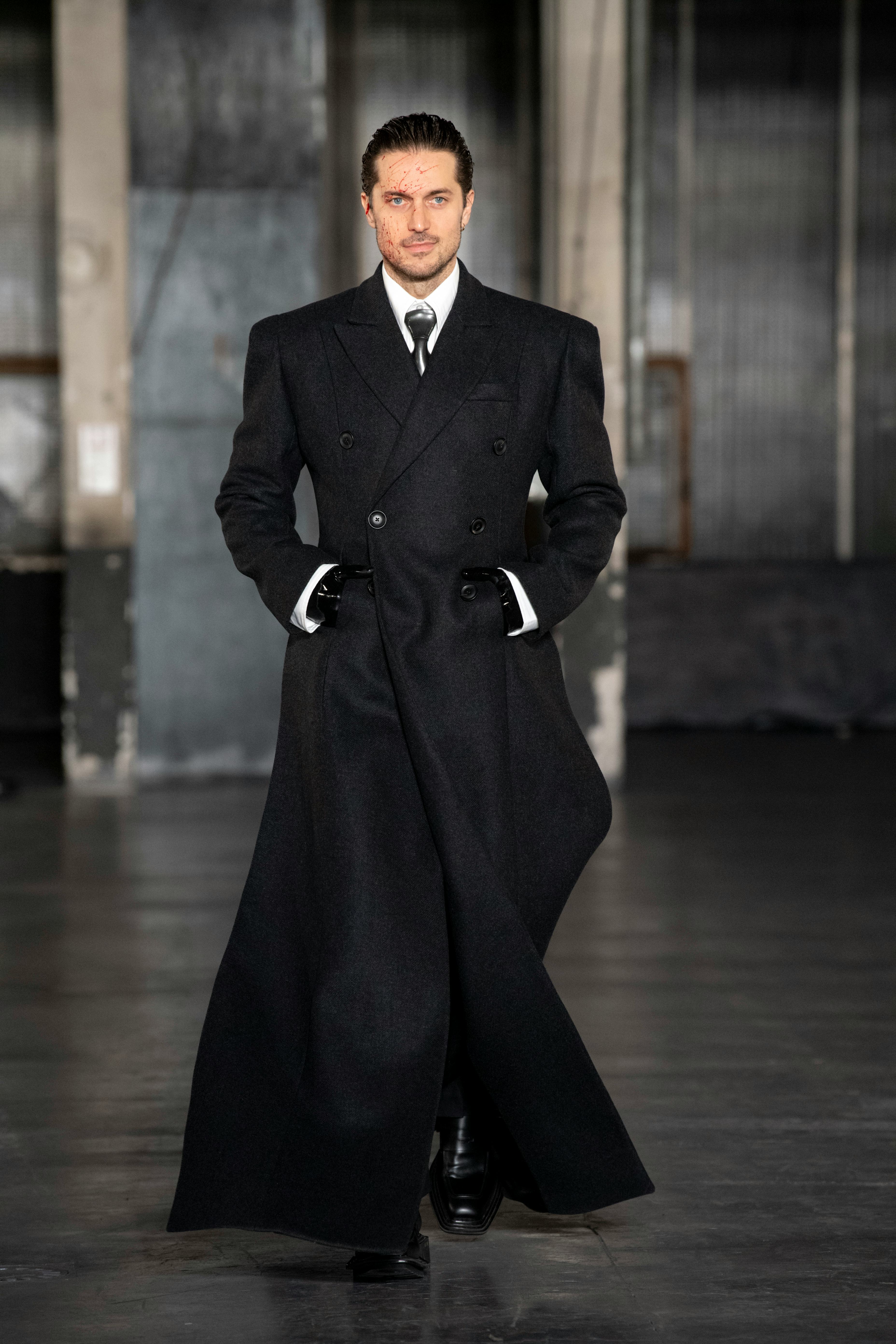 Lucas Bravo walks the runway during the LGN Louis-Gabriel Nouchi Menswear Fall-Winter 2023-2024