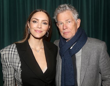 NEW YORK, NEW YORK - DECEMBER 06: Katharine McPhee Foster and David Foster pose backstage at the new...