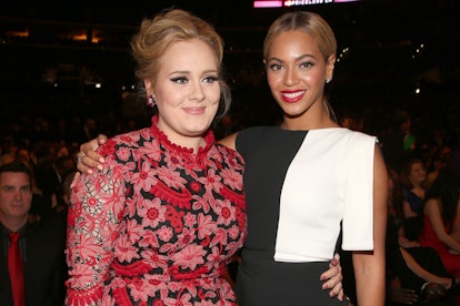 Adele and Beyonce attends the 55th Annual GRAMMY Awards on February 10, 2013 in Los Angeles, Califor...