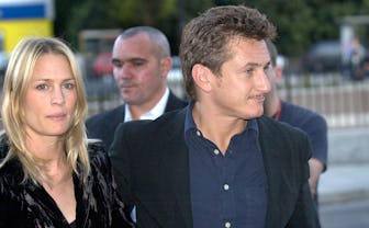 Director Sean Penn and his actress wife Robin Wright-Penn arrive for the premiere of his latest film...