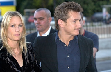 Director Sean Penn and his actress wife Robin Wright-Penn arrive for the premiere of his latest film...