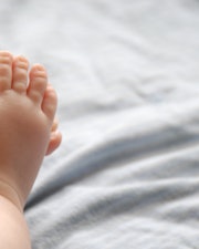 Close up of chubby baby feet. A woman in Brazil recently gave birth to a 16-pound baby boy.