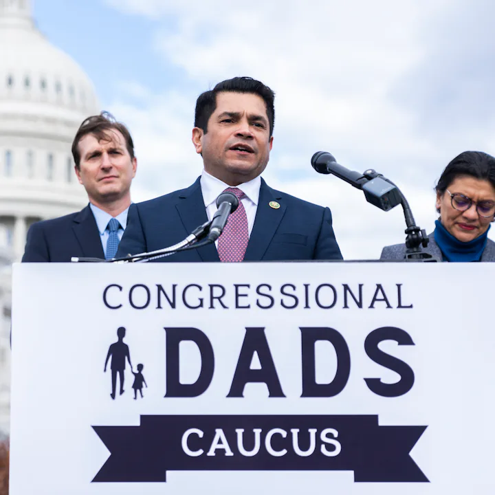 Reps., Jimmy Gomez, D-Calif., Andy Kim, D-N.J., left, Dan Goldman, D-N.Y., and Rashida Tlaib, D-Mich...