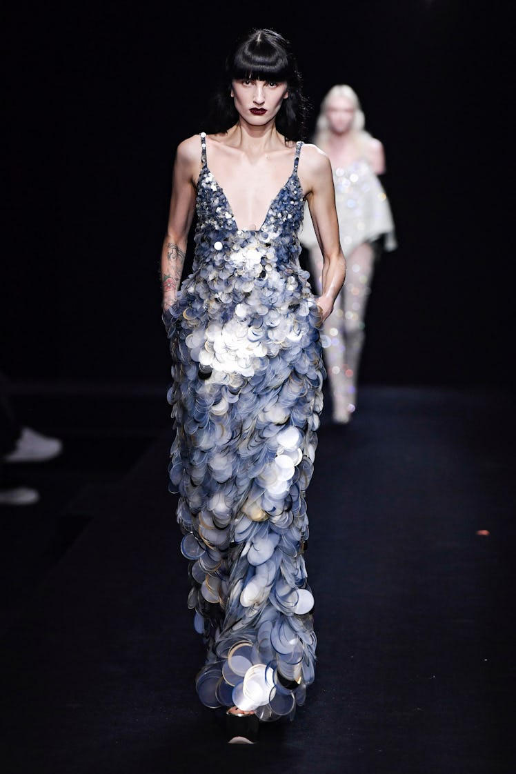 PARIS, FRANCE - JANUARY 25 : A model walks the runway during the Valentino Haute Couture Spring/Summ...