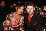 LONDON, ENGLAND - NOVEMBER 29: Priyanka Chopra and Nick Jonas attend The Fashion Awards 2021 at Roya...