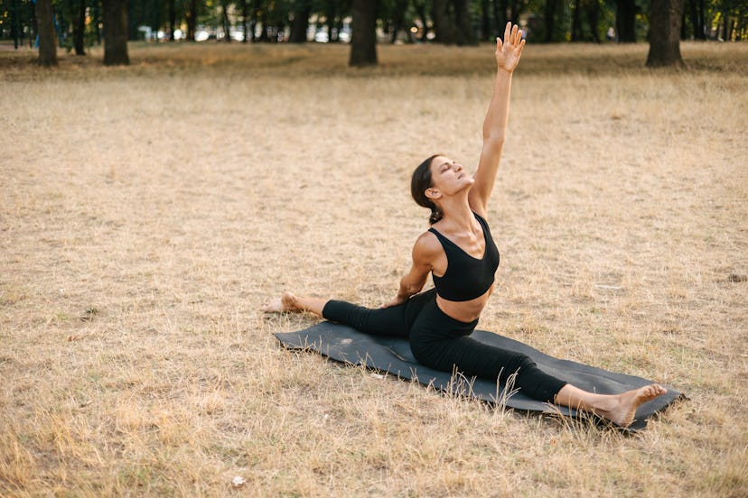 Try the splits if you’re up for a challenging yoga pose.