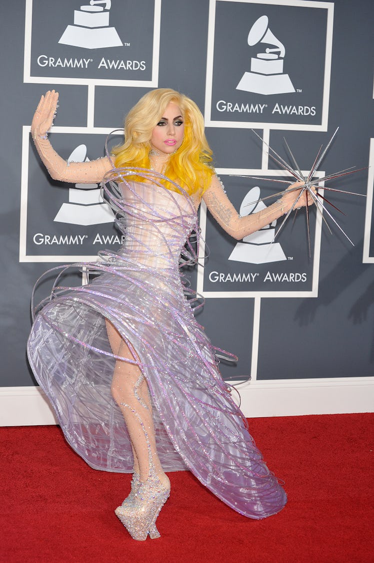 Singer Lady GaGa arrives at the 52nd Annual GRAMMY Awards