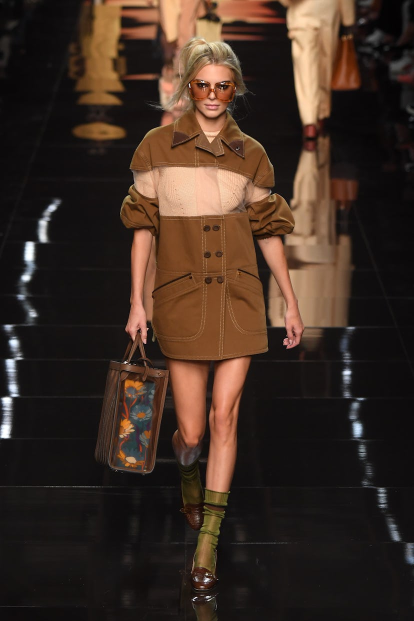 Kendall Jenner walks the runway at the Fendi show during the Milan Fashion Week Spring/Summer 2020 o...