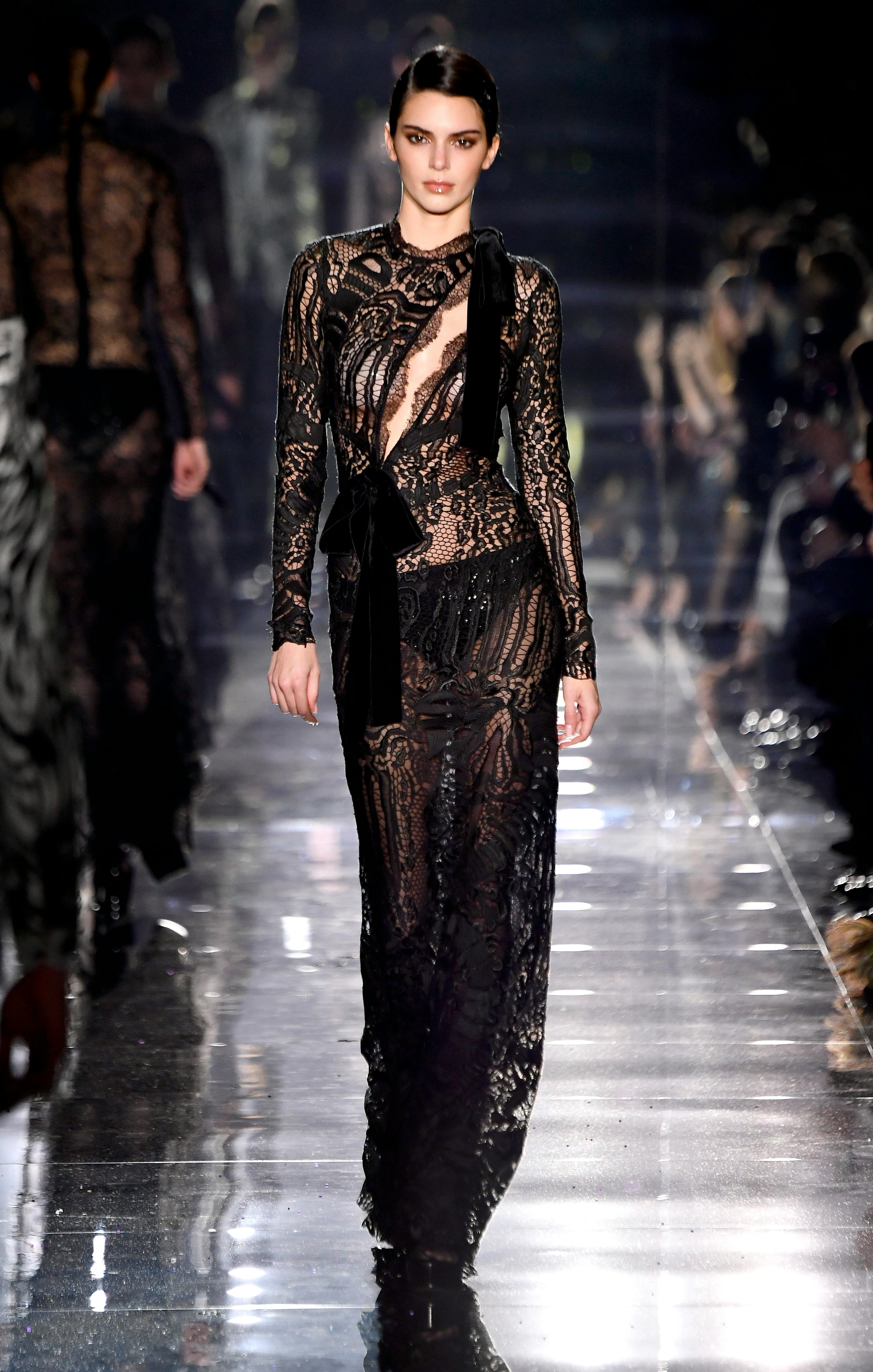 Kendall Jenner walks the runway at the Tom Ford AW20 Show at Milk Studios on February 07, 2020 in Ho&hellip;