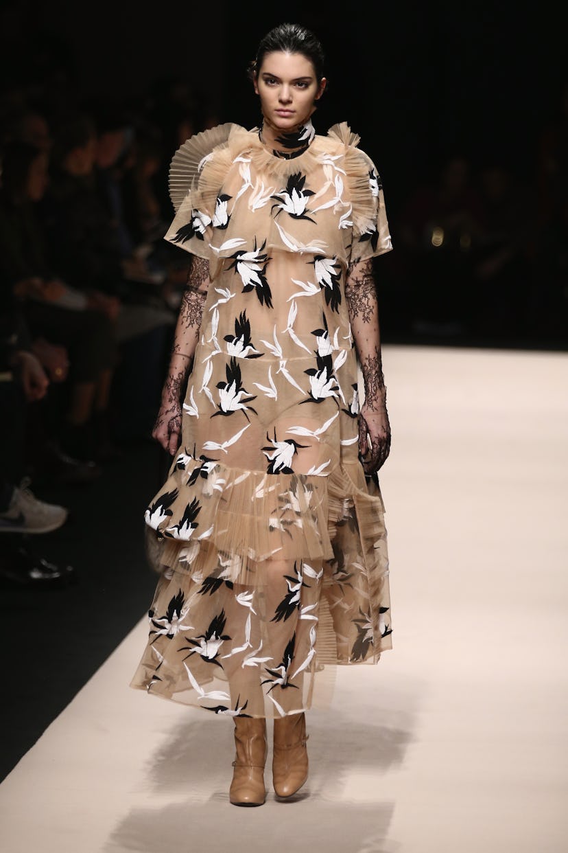 Model Kendall Jenner walks the runway at the No21 show during the Milan Fashion Week Autumn/Winter 2…