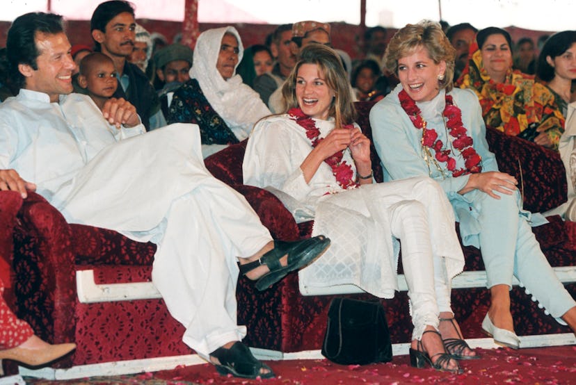 Imran Khan, his wife Jemima Khan and Diana, Princess of Wales.