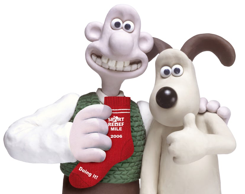 LONDON - CIRCA 2006: Fictional characters Wallace and Gromit, take part in Sport Relief 2006, in Lon...