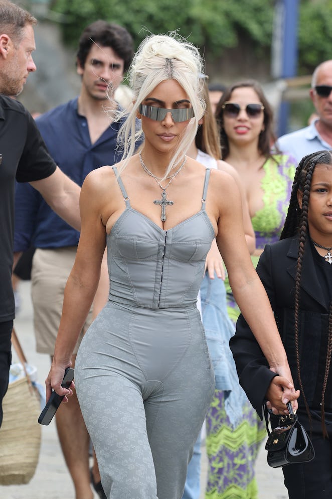 PORTOFINO, ITALY - MAY 22: Kim Kardashian seen shopping on May 22, 2022 in Portofino, Italy. (Photo ...