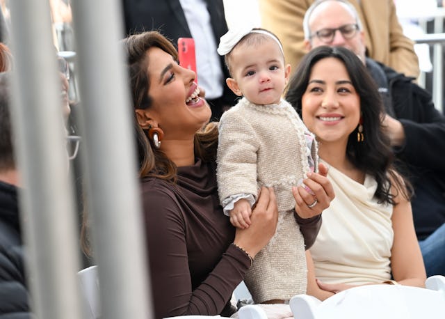 Priyanka Chopra Jonas and Malti Marie Chopra Jonas at the star ceremony where the Jonas Brothers are...