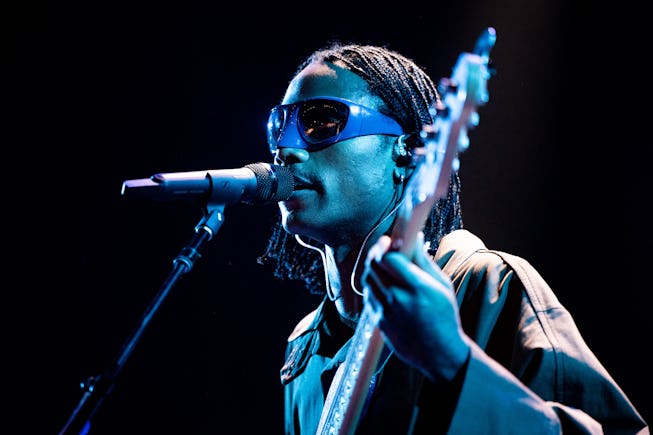 INDIO, CALIFORNIA - APRIL 23: Singer Steve Lacy performs on the Mojave Stage during Weekend 2, Day 2...