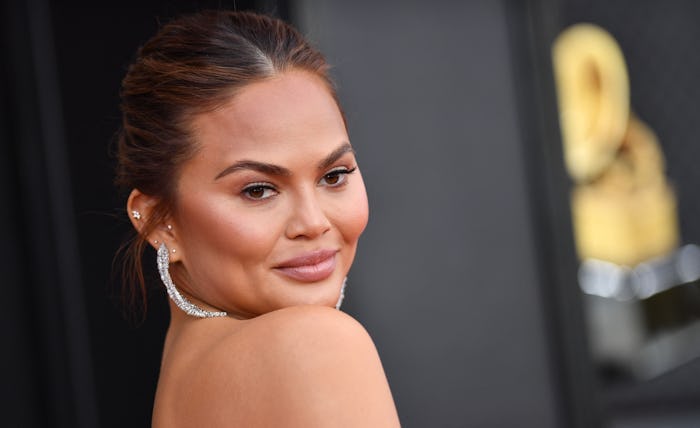 US model Chrissy Teigen arrives for the 64th Annual Grammy Awards at the MGM Grand Garden Arena in L...