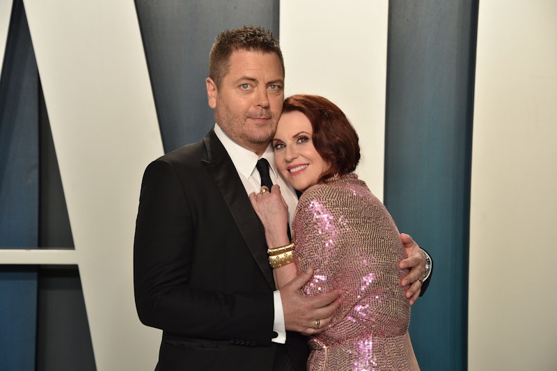 BEVERLY HILLS, CALIFORNIA - FEBRUARY 09: Nick Offerman and Megan Mullally attend the 2020 Vanity Fai...