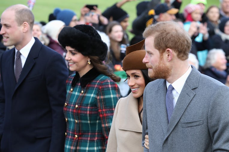 KING'S LYNN, ENGLAND - DECEMBER 25: (L-R) Prince William, Duke of Cambridge, Catherine, Duchess of ...