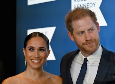 Prince Harry, Duke of Sussex, and Meghan, Duchess of Sussex, arrive at the 2022 Robert F. Kennedy Hu...