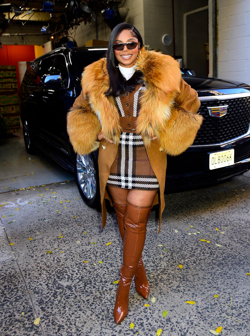 Ashanti is seen outside "Live with Kelly and Ryan" on December 13, 2022 in New York City. 