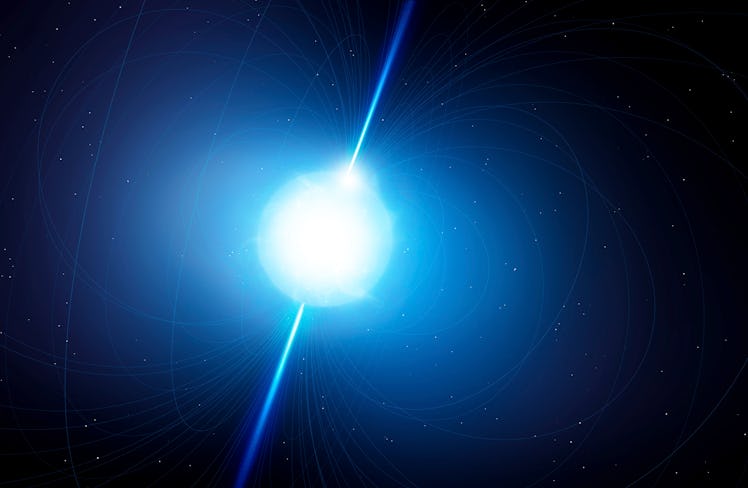 Artwork of a pulsar. Pulsars are very rapidly spinning neutron stars â€“ the dead cores of massive s...