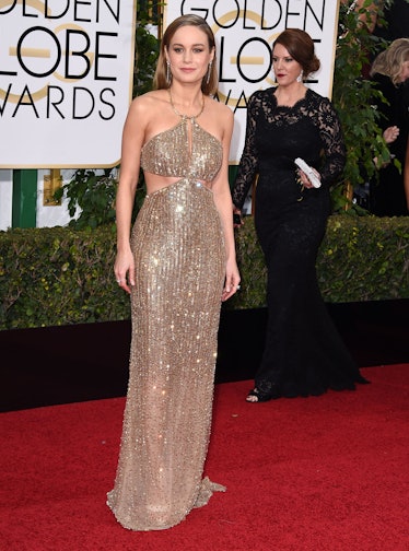 Brie Larson arrives at the 73rd Annual Golden Globe Awards
