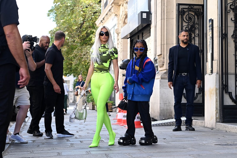 PARIS, FRANCE - JULY 05:  Kim Kardashian and North West are seen on July 5, 2022 in Paris, France. (...