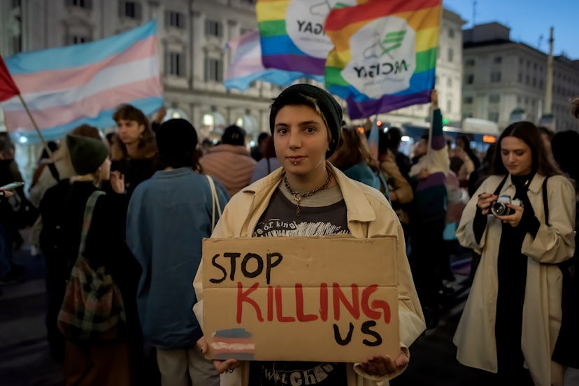 ROME, ITALY - NOVEMBER 20: Silent march, lit by candles on the occasion of TDoR, Transgender Day of ...