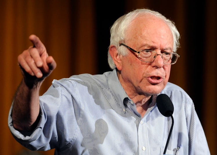 Bernie Sanders speaks during a town hall style rally in Littleton, NH on Monday, August 24, 2015.
