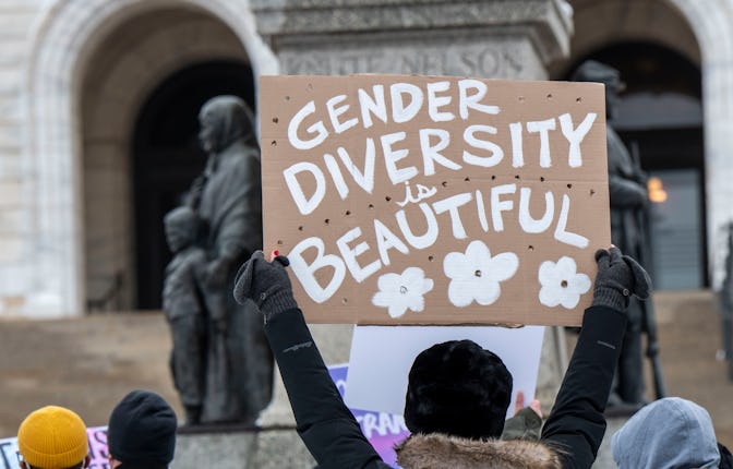 St. Paul, Minnesota. March 6, 2022. Because the attacks against transgender kids are increasing acro...