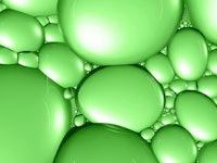 Green molecules. 3D bubbles pattern. Digital generated image.