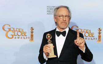 BEVERLY HILLS, CA - JANUARY 15: Director/producer Steven Spielberg poses in the press room with the...