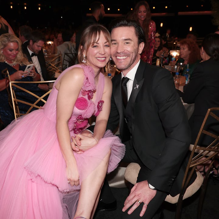 Kaley Cuoco and Tom Pelphrey threw an insane baby shower. Here, they are pictured at the 74th Annual...