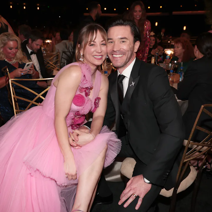 Kaley Cuoco and Tom Pelphrey threw an insane baby shower. Here, they are pictured at the 74th Annual...