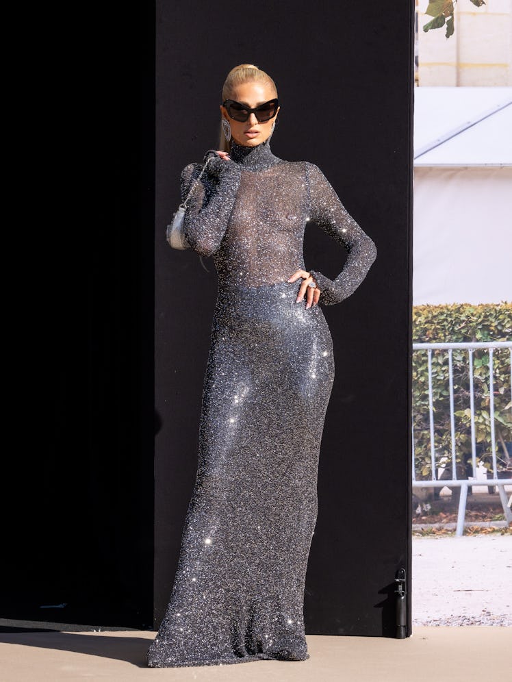 Paris Hilton attends the Balenciaga Womenswear Spring/Summer 2024 show