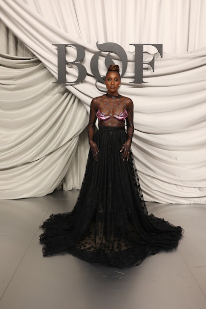 Issa Rae attends the #BoF500 Gala during Paris Fashion Week at Shangri-La Hotel Paris on September 3...
