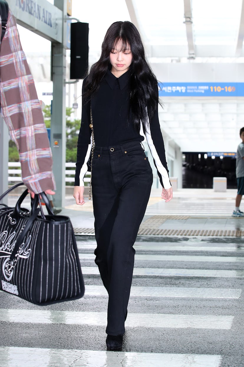 INCHEON, SOUTH KOREA - SEPTEMBER 30: Jennie of South Korean girl group BLACKPINK is seen on departur...