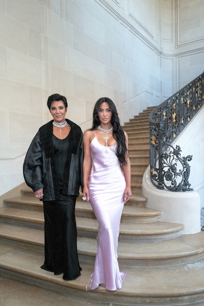 PARIS, FRANCE - SEPTEMBER 29: (L-R) Kris Jenner and Kim Kardashian attend the Victoria Beckham SS24 ...