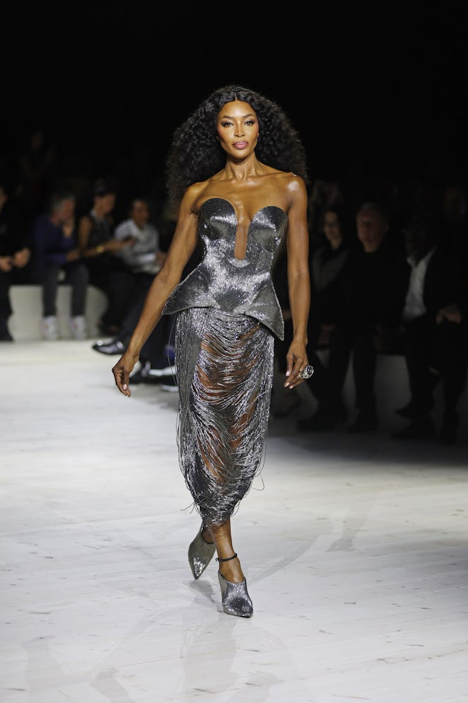PARIS, FRANCE - SEPTEMBER 30: Naomi Campbell walks the runway at the Alexander McQueen SS24 show dur...