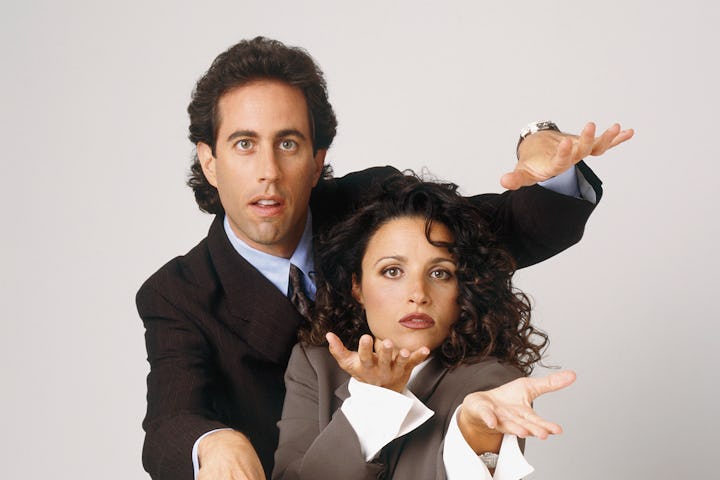 SEINFELD -- Season 7 -- Pictured: (l-r) Julia Louis-Dreyfus as Elaine Benes, Jerry Seinfeld as Jerry...