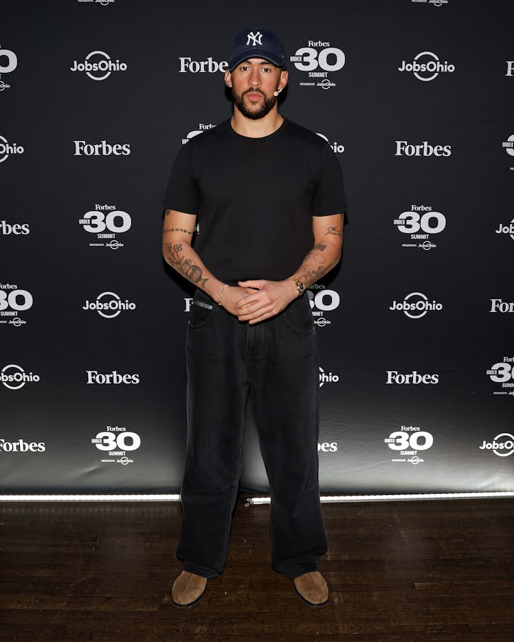Bad Bunny attends the 2023 Forbes 30 Under 30 Summit at Cleveland Public Auditorium on October 09, 2...